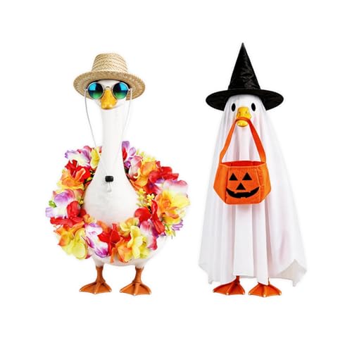 Kinhzrude 2 Set Porch Goose Outfits Holiday Goose Clothes -