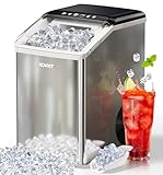 KOVIET Nugget Ice Makers Countertop, Soft Pebble Ice Machine, Chewable Crushed Pellet Ice 42lbs/Day, Self-Cleaning Drainpipe Ice Maker for Party, Home, Kitchen, Bar, Office, Silver Gray