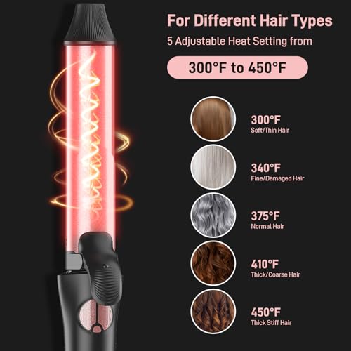 Rotating Curling Iron - 3 in1 Automatic Curling Iron with Interchangeable CurlingWand, 3/4, 1 1/4, 1 Inch CurlingIron for Lasting Beach Waves, Adjustable Temp, Instant Heat, Dual Voltage (Black) — view 6