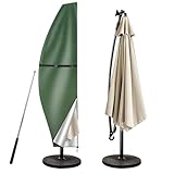 wiipara Sonnenschirm Schutzhülle mit Stab, Sonnenschirmhülle Abdeckhauben für Sonnenschirm 2 bis 4 M, Ampelschirm Schutzhülle, UV-Schutz, Wetterfest, Winddicht und Schneesicher,Grün, 280x30/81/46cm