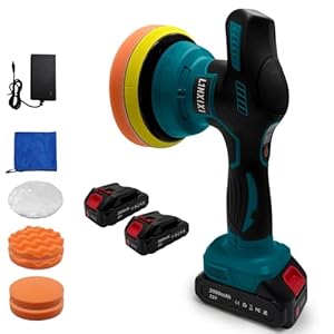 Poliermaschine Auto für Makita 18V Akku, 6 Zoll Orbital Auto Politur mit 8 Variablen Geschwindigkeiten, 2pcs Akkus Auto Polierset, für Auto Detailpflege und Kratzerentfernung