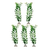 XinYangMao Juego de 5 Plantas Artificiales Largas para Pecera/Acuario, Decoraciones Seguras para Peces de Color Verde, Plantas de Plástico para Peces Tropicales