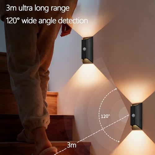 LED aplique de pared con sensor de movimiento y mando regulable USB recargable para interior 3