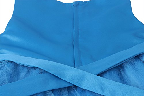 Wocau Little Girls' Sequin Mesh Tull Dress Sleeveless Flower Party Ball Gown (130(5-6 Years), Blue) #TOP3