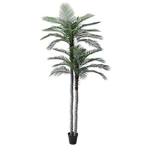 Image of Nafresh 10ft Tall UV Resistant Faux Palm Tree, 120in Artificial Palm Tree Indoor Outdoor with Real Bark and Realistic Leaves and for Home House Office Living Room Yard Patio.