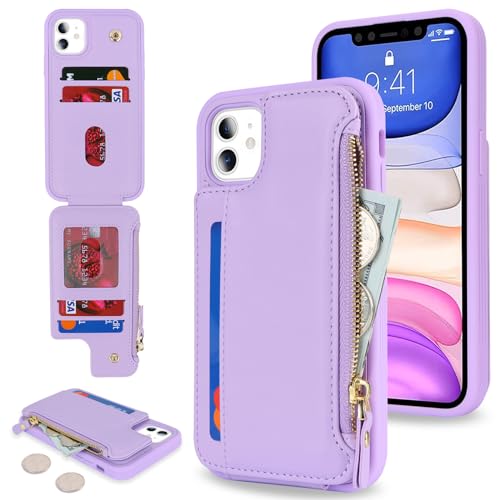 Cavor for iPhone 12/12 Pro Wallet Case with Card Holder, Purple