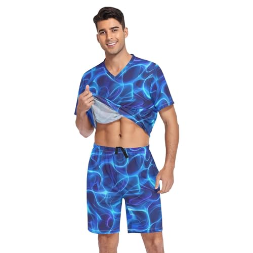 Blue Lightning Men’s Pajama Sets 2 Piece Short Sleeve Sleepwear with Printed Design3