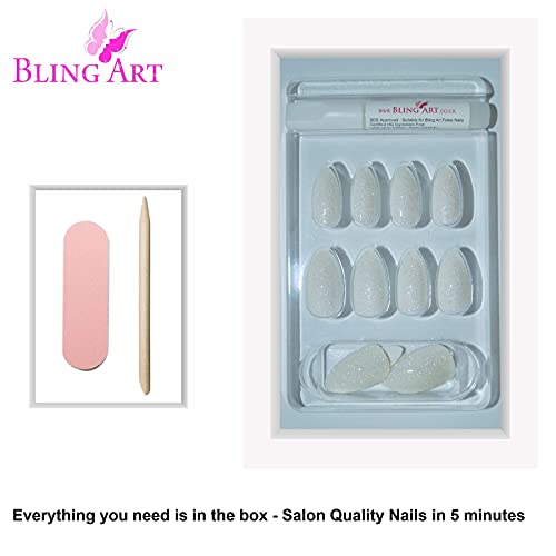 Bling Art Almond False Nails Fake Stiletto Gel White Acrylic Long 24 Tips Glue #TOP2