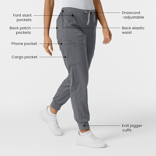 Image of Wink W123 Women's Flex-n-Reach Track Scrub Pant, Black, Large Petite