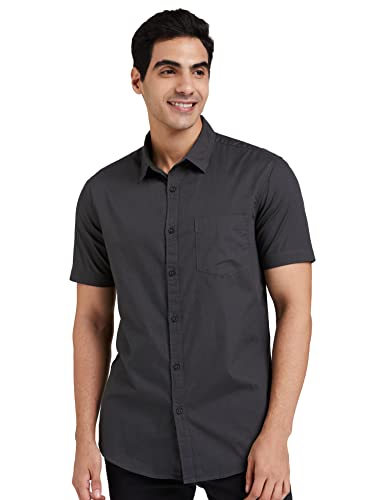 Image of Amazon Brand - Symbol Men's Cotton Shirt | Casual | Plain | Half Sleeve | Summer - Regular Fit (Available in Plus Sizes)