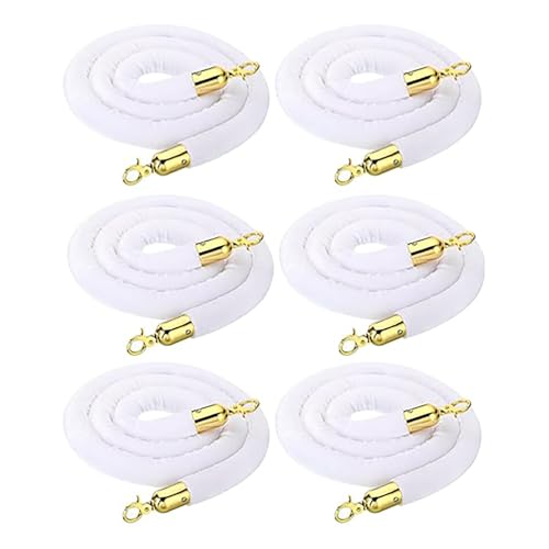 Oracra Stanchion Rope White Velvet Stanchion Rope 3ft 4ft 5ft 6ft 7ft, Party/Hotel/Movie Theaters Crowd Control Barrier Queue Line, Safety Railing Ropes for Divider(90cm(3ft))