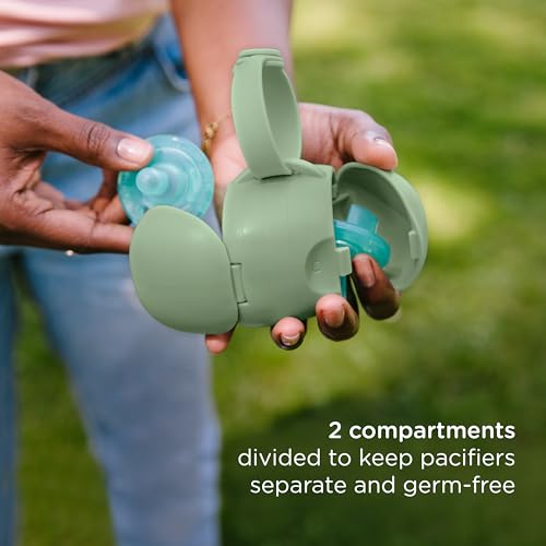 Image of Ubbi On-The-Go Dual Pacifier Holder, Baby Pacifier Case with Strap, Sage