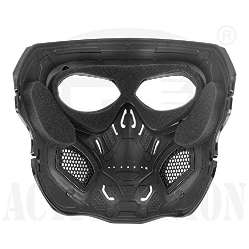 ACTIONUNION Airsoft Mask Full Face Skull Balaclava Face Mask Men Skeleton Mask Tactical Protective Paintball Mask Cosplay Costume (Black) - Thumbnail 3