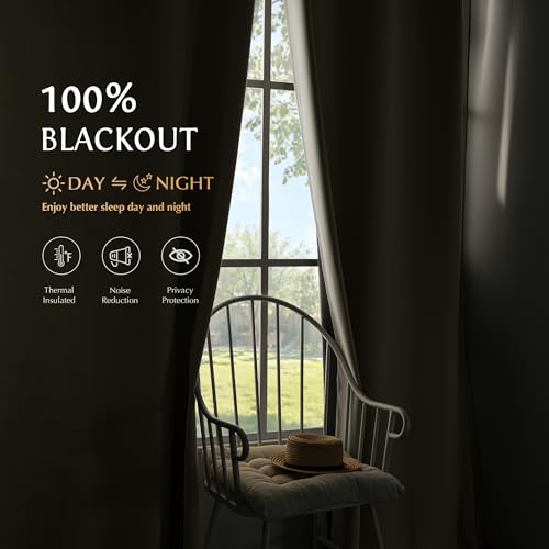 Beauoop Cream 100% Blackout Curtains for Bedroom Living Room 52x54 2 Panels by Beauoop - Used condition - Image 2