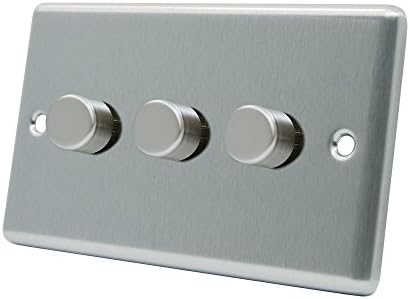AET CSC3GDIM40 Satin Chrome Classical 400W-10 Amp Triple 3 Gang 2 Way 400W Light Dimmer Switch, 400 W, 240 V