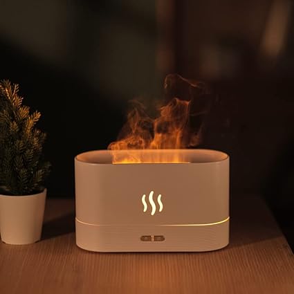 Amazon Co Jp Feelight 加湿器 兼 アロマディフューザー ファイヤー加湿器 アロマバーナー 卓上 超音波式 ミスト量調整 炎ランプ 空気清浄 空焚き防止 乾燥対策 間接照明 おしゃれ 可愛い オフィス 家庭 部屋 White ホーム キッチン