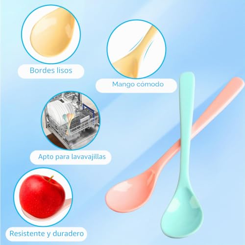 Miniatura 3 de 8 Pcs Cucharas De Postre, 16 Cm Cucharillas Postre, Cucharas De Huevo De Plástico Reutilizable Coloridas, Cucharillas Cafe Para Helado, Café, Postres, Sopa, Bebidas Calientes
