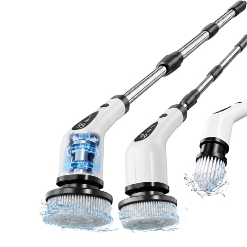 Image of Airlovers Electric Spin Scrubber, 2026 Upgraded Cordless Cleaning Brush with 3 Adjustable Speeds, 8-in-1 Power Scrubber with LED Display, IPX7 Waterproof for Bathroom, Tile, Floor, Kitchen & Car