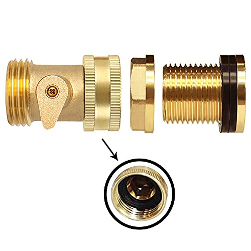 Joywayus 1/2"Nps Female X 3/4"Ght Male Brass Bulkhead Water Tank Connector & Garden Hose Shut Off Valve Kit With Rubber Washers And Teflon Tape #TOP4