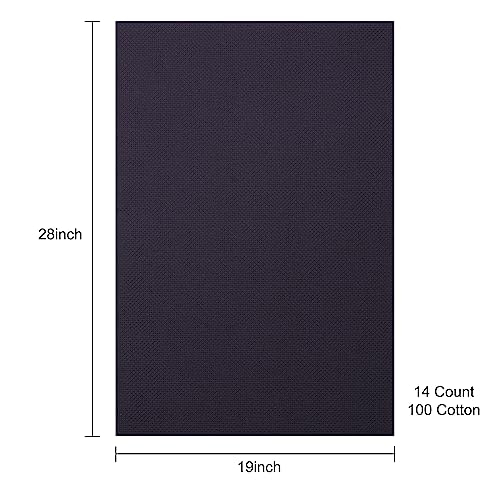 Image of Aida Cloth 14 Count Cross Stitch Fabric,19x28inch (14CT,Dark Navy)