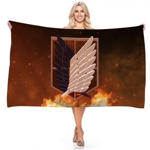 IMFLY AttackTitan Serviette de plage, serviette de bain, 70 cm x 140 cm, serviette de plage, serviette de bain, serviette de sauna, serviettes pour enfants (1,70 x 140 cm)