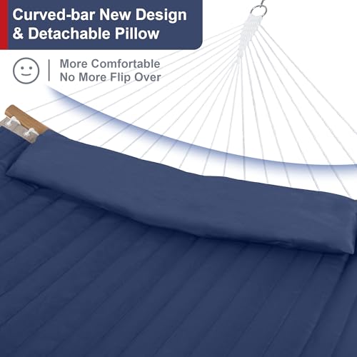Mansion Home 2 Person Hammock with 12FT Stand, Outdoor Hammock, Navy Blue by mansion home - Used condition - Image 4