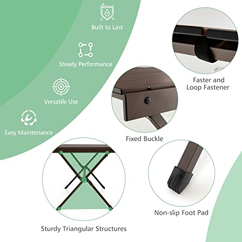 Giantex Folding Camping Table, Aluminum Picnic Table For 4-6 Person, Roll Up Tabletop With Carrying Bag For Outdoor Beach Bbq Backyard (Brown) #TOP4