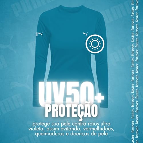 PUMA Camiseta Manga longa Camiseta Proteção UV50+ Adulta Feminina, Azul, M