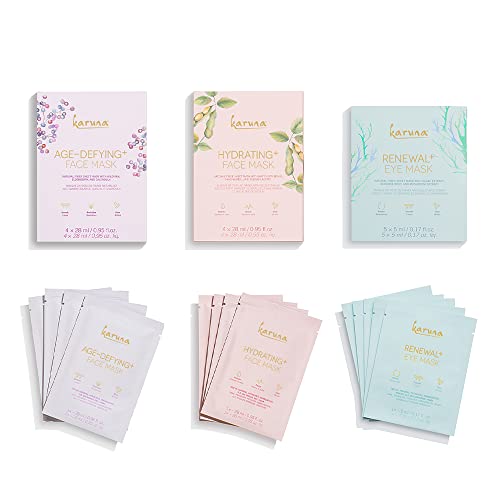 Karuna 13-Piece Under Eye Patches And Face Mask Skin Care Kit, 4X Hydrating+ And 4X Age-Defying+ Face Mask Sheets And 4X Renewal+ Eye Mask Patches, Beauty & Personal Care Set For A Healthy Glow #TOP15
