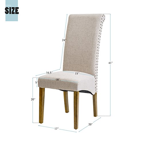 Merax Upholstered Dining Chairs with Copper Nail Trim #TOP6