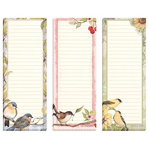 Current Seasonal Birds Magnetic Notepad Set – Set Of 12 Mini Memo Pads, 12 Designs, 30-Sheet Pads, 2½ X 6½ Inches, Shopping List, To-Do Notes, Printed In The Usa #TOP1