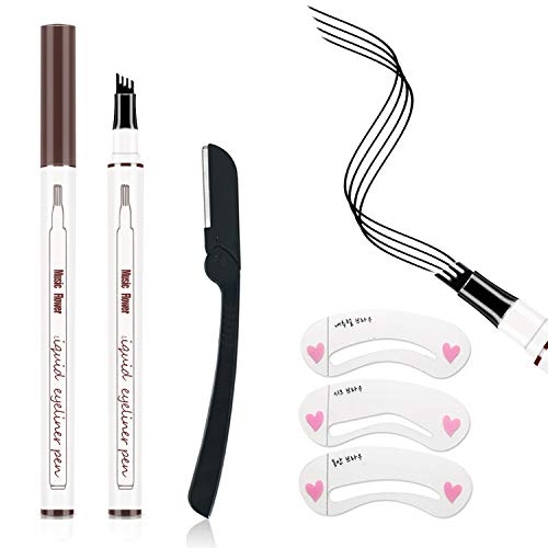 Makeup Pen, Ksndurn 2PCS Dark Brown Tattoos Makeup Pen - Natural Effortless Sunkissed Makeup / Waterproof Longlasting Soft Dot Sopt Pen