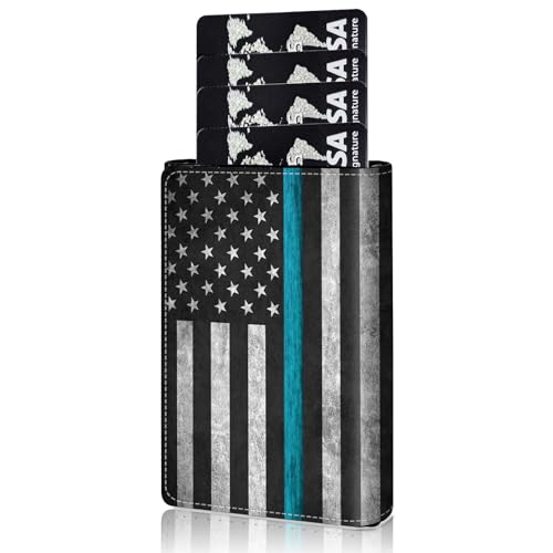 Qindaiwen Slim Wallet for Men, Pop Up Card Holder RFID Blocking Metal Wallet American Flag 02 Design Holds Up to 9 Cards, Pop Up wallet for Notes and Coins and Debit Cards