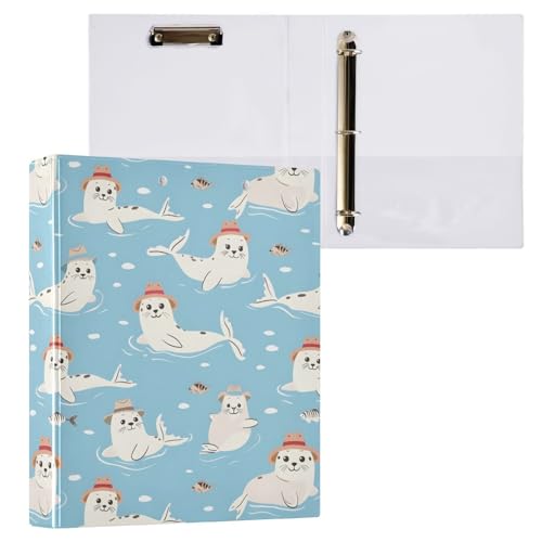 ALAZA Seal Water Ocean 3 Ring Binder Holds of 200 Sheets Fits Letter Sized Paper D-Ring Organizer for School Home Work Office 1 Pack