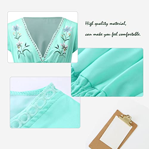 UIFLQXX Vestido maxi feminino 2023 casual com decote em V, manga curta, vestidos de barriga com esta