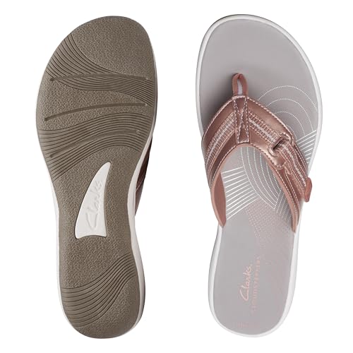 Clarks Women's Brinkley Jazz Cloudsteppers Flip-Flops, Rose Gold, 8 angle 8