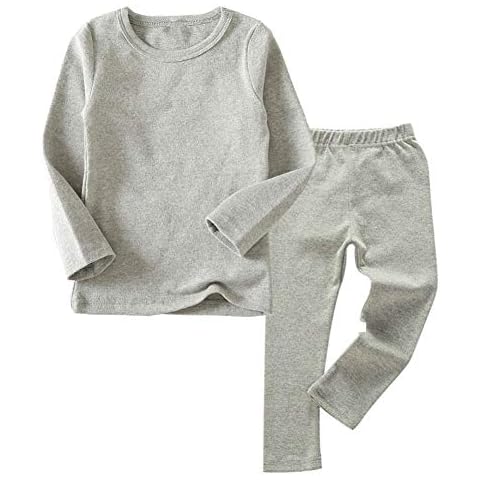 Toddler Boys Girls Long Johns Thermal Underwear Set 2PC Crewneck Tops and Bottom Little Kids Pajamas Warm Jammies,(LightGray,24Months) Cover