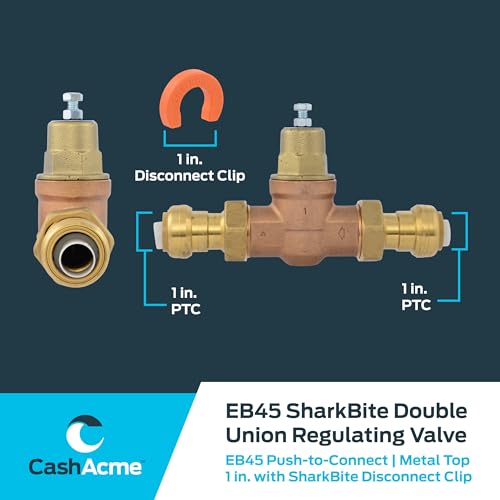 Cash Acme EB45 Pressure Regulating Valve with Disconnect Clip, Double Union, 1 Inch Push to Connect, Metal Top, 60 PSI, Compatible with SharkBite, PVA20M-DUSB-60 by Cash Acme - Image 5