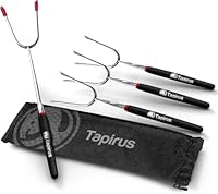 Tapirus 4 Ausziehbare Camping-Sticks zum Marshmallow-Braten, langlebige Edelstahl-Ausrüstung, Grillspieße mit isolierten Griffen, Teleskop-Gabeln, Utensilien für Smores, Hot Dogs & Shish-Kebabs