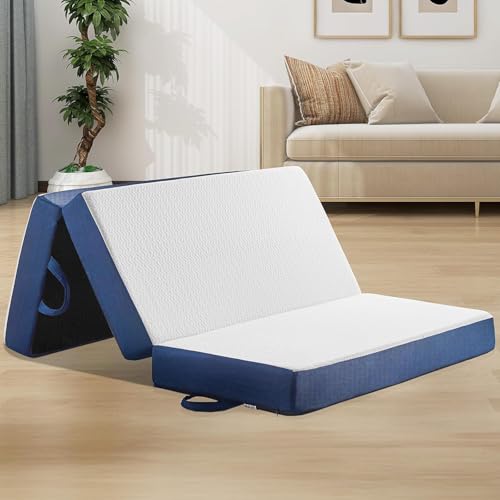 Folding Mattress Twin XL, 6" Trifold Mattress Sofa Bed for College,White