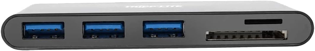 Tripp Lite USB C Hub Multiport Adapter Converter w/ 3X USB-A, Micro SD, SD/MMC Memory Card Reader Thunderbolt 3, Black (U460-003-3AMB)