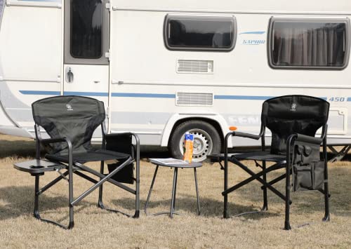 Ever Advanced Lightweight Folding Directors Chairs Outdoor, Aluminum Camping Chair With Side Table And Storage Pouch, Heavy Duty Supports 350Lbs,Green #TOP27