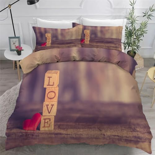 Parure de Lit 220x240 Amour en Microfibre Douce avec Fermeture Éclair Invisible - 6