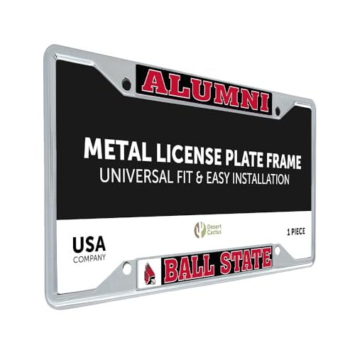 Desert Cactus Ball State University Car Accessories Cardinals Metal License Plate Frame and Tag Holder for Front or Rear of Car (Alumni)