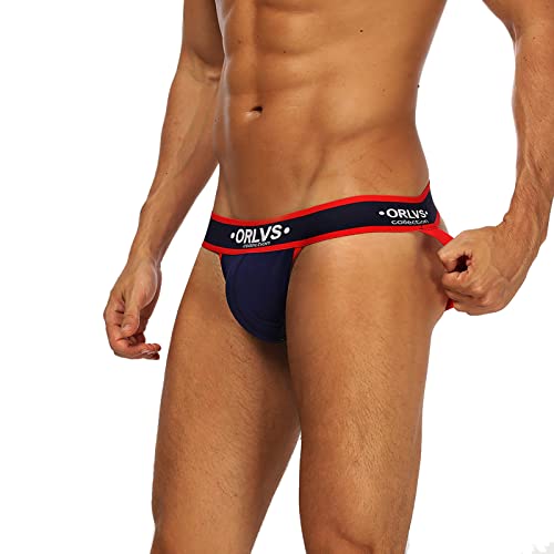 UIFLQXX Ensemble de sous-vêtements thermiques sexy et sexy en coton respirant avec braguette pour homme, bleu, M Cover