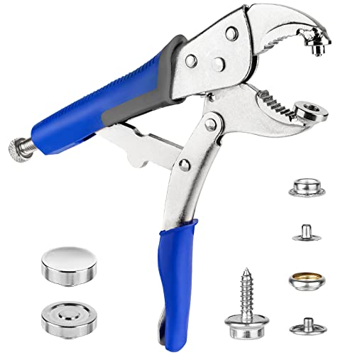 Yzs Screw Snaps Locking Pliers Kit Snap Tool, Includes 10 Sets 15Mm Snaps For Boat Cover,Replacing Metal Snaps, Repairing Canvas, Sewing, Boat Covers, Tarps #TOP1