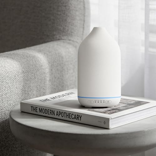 SALKING Dyfuzor zapachowy Ceramiczny dyfuzor do olejków eterycznych - olejek zapachowy Ultradźwiękowy Bez BPA z regulowanym trybem mgiełki, cichy do domu, biura, jogi 200 ml biały