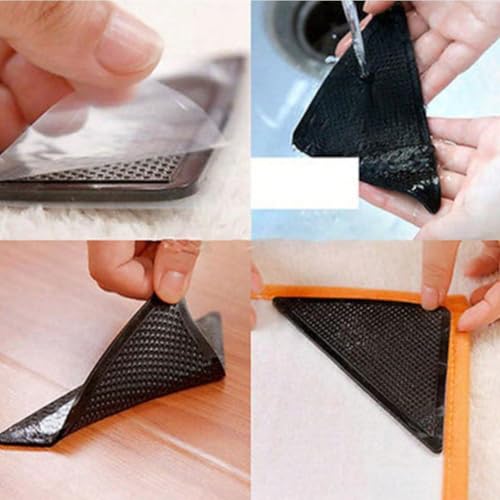 カーペットコーナー保護具 再利用可能 GripMax 滑り止め 8個/16個セット - カーペットを確実に固定、自宅、オフィス、玄関に適しています -のずれを防ぐ (8) [4]