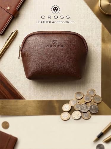 Image of Cross Leal Pouch | Premium Brown Textured Accessory Case & Coin Purse