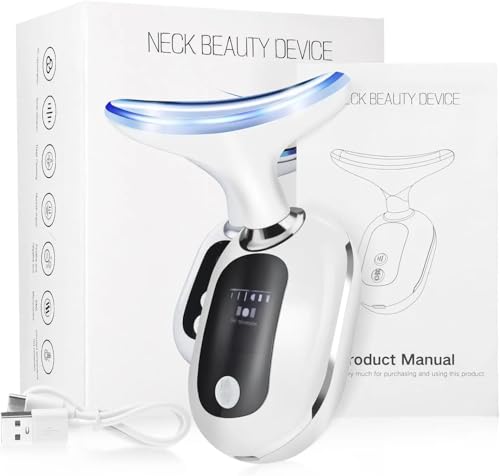 POFIBO Masajeador Facial - Masajeador Facial Antiarrugas con 4 modos y 3 colores, 45°C Aparato Radiofrecuencia Facial Reductor de papada, Lifting Facial para rostro y cuello (Recargable por USB)